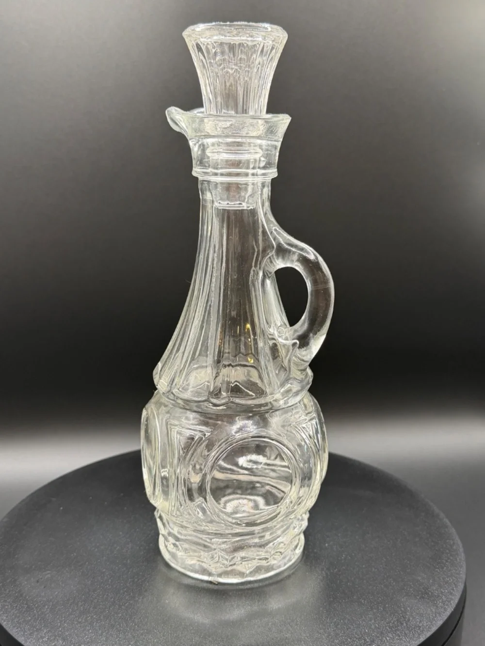 Vintage Clear Pressed Glass Oil & Vinegar Cruet Set